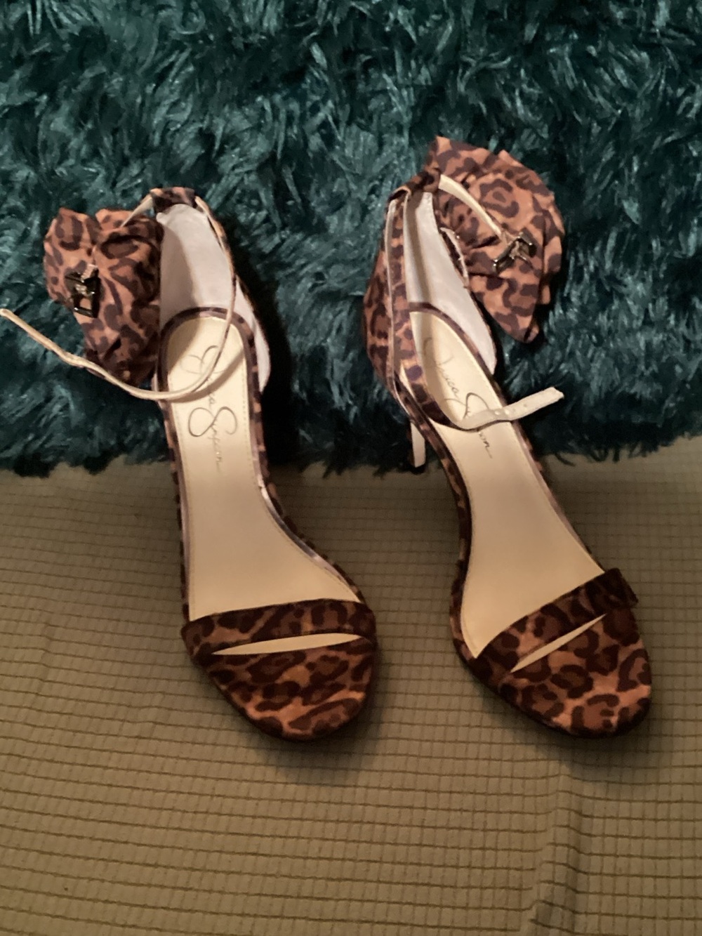 Jessica Simpson Brown Leopard Ankle-Strap Heels
